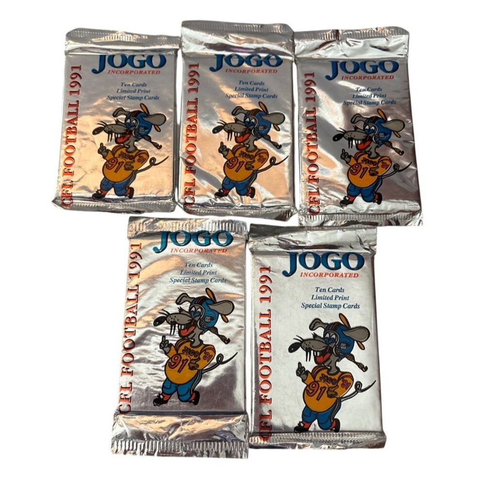 1991 Jogo CFL Football Trading Card Packs Lot Of 5 Limited Print Special Stamp C
